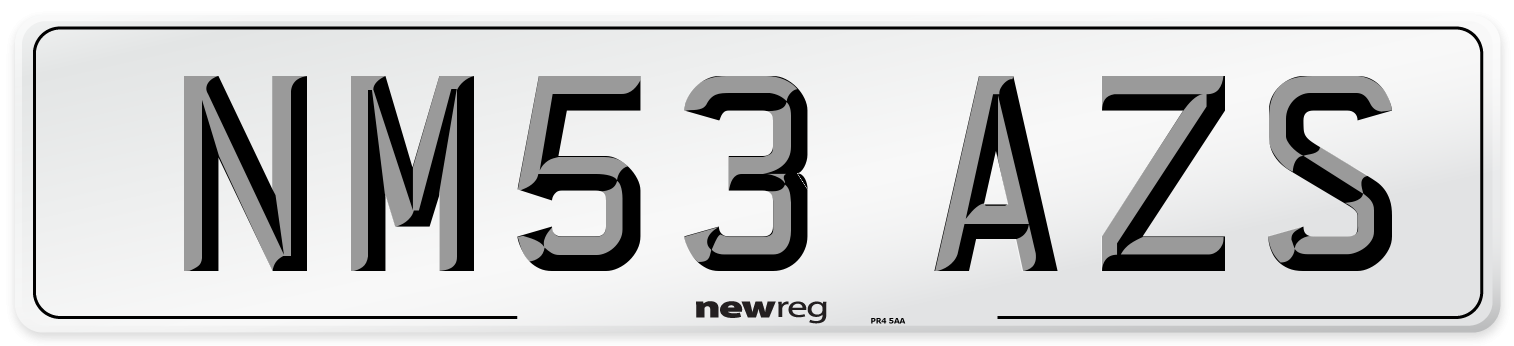 NM53 AZS Number Plate from New Reg